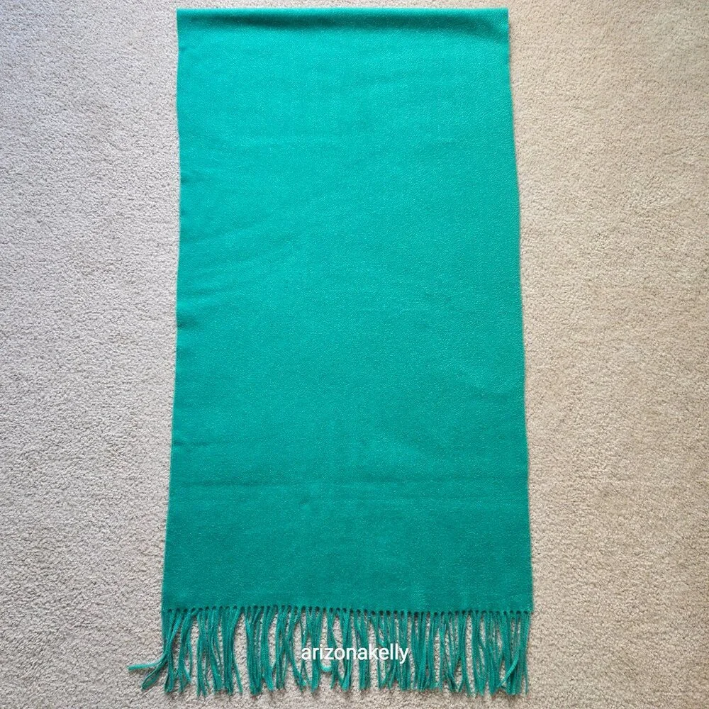 Ann Taylor Cashmere Green Fringed Scarf - Picture 3 of 16